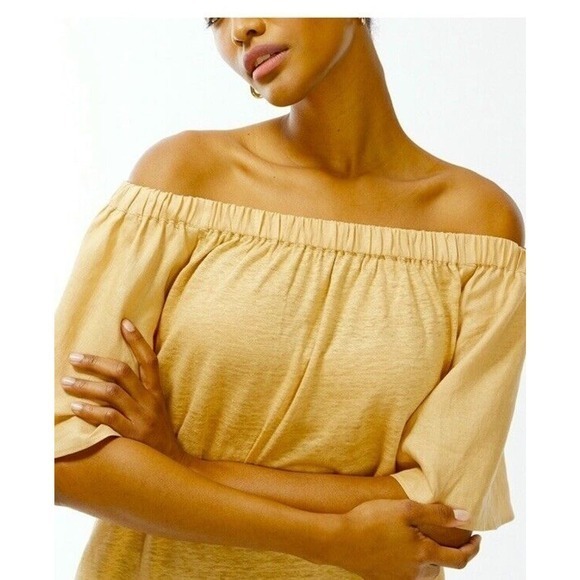 CHICOS Size 2‎ US L 100% Linen Off Shoulder Top Beachy - Picture 1 of 9